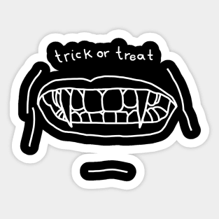 White Line Halloween Trick or Treat Fangs Horror Face Sticker